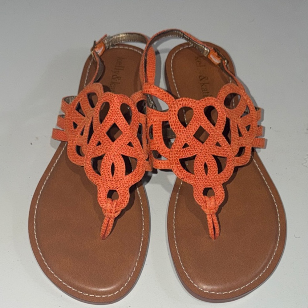 Kelly & Katie Orange Cutout Thong Sandals NWOT